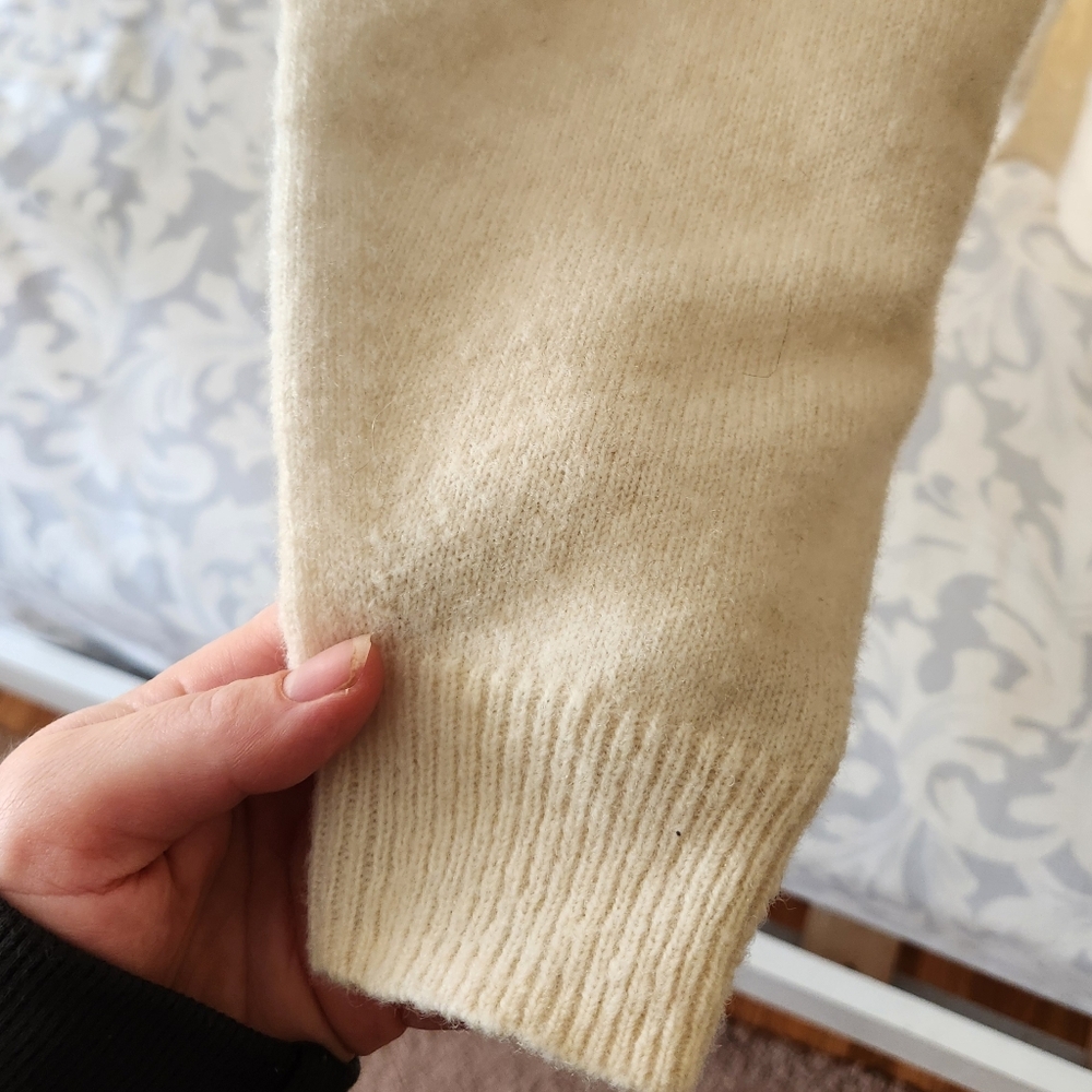 & Other Stories Crewneck Ribbed Wool Oversized Hi Low Hem Neutral Minimalist XS - Picture 8 of 9